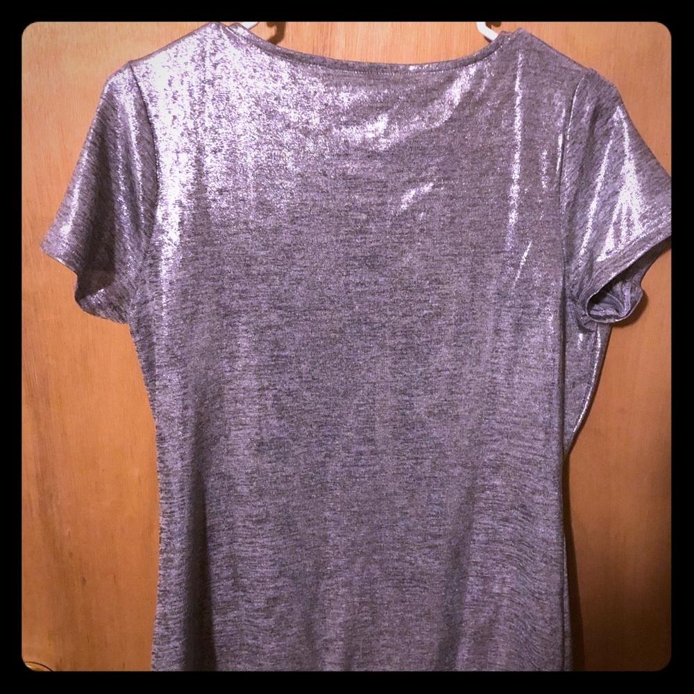 NWT INC Metallic Silver Top Medium